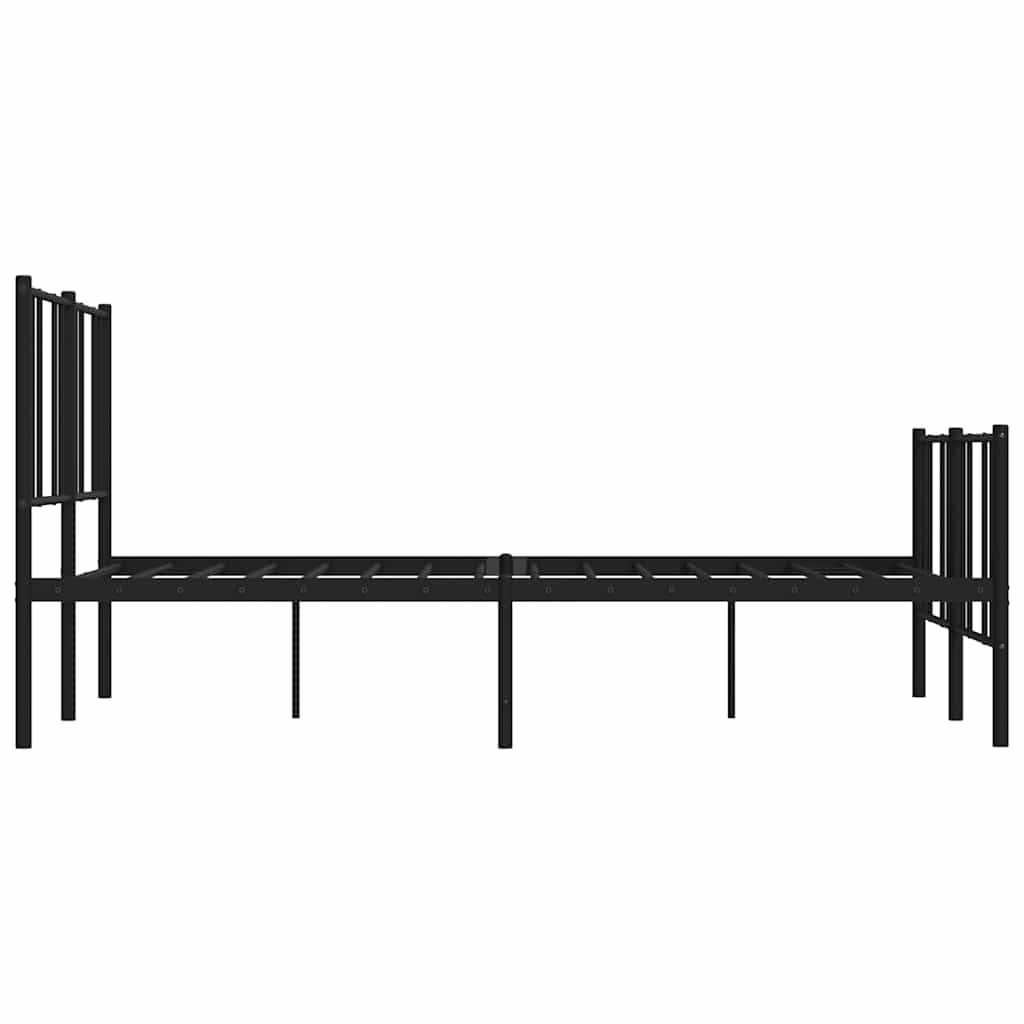 vidaXL Metal Bed Frame without Mattress with Footboard Black 150x200 cm