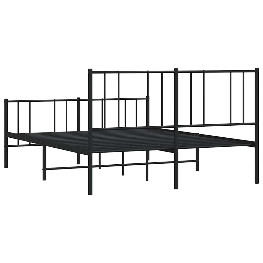 vidaXL Metal Bed Frame without Mattress with Footboard Black 150x200 cm