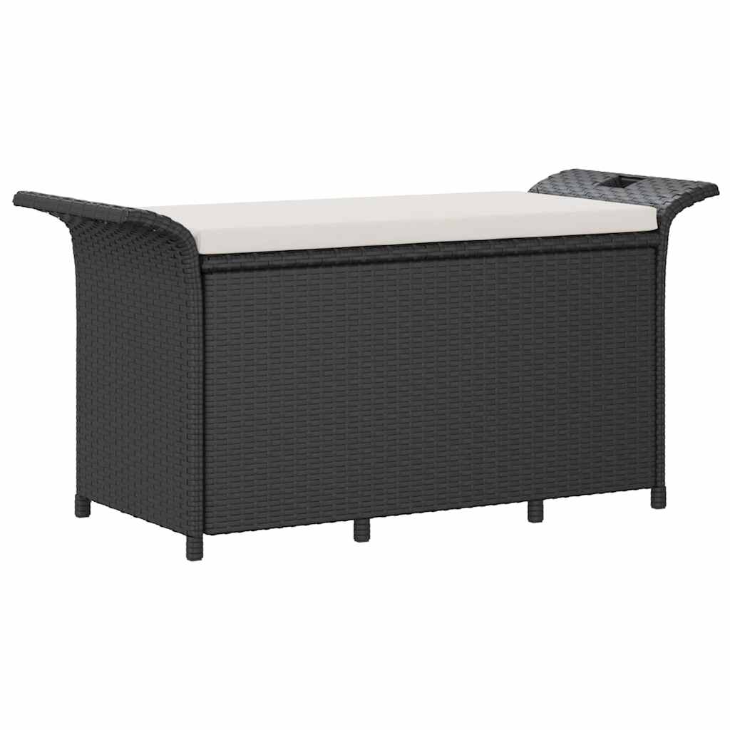 vidaXL Garden Bench with Cushion Black 116x46x57 cm Poly Rattan