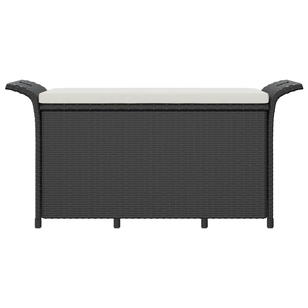 vidaXL Garden Bench with Cushion Black 116x46x57 cm Poly Rattan