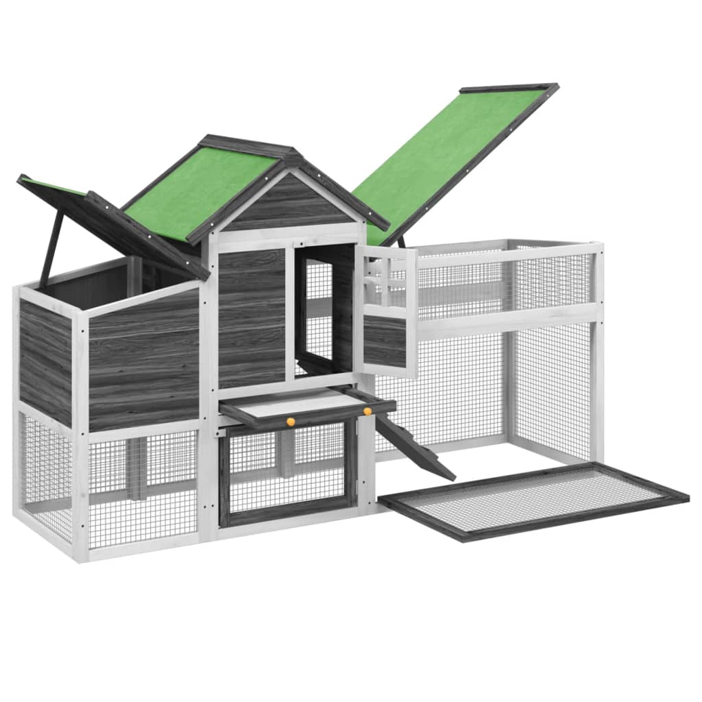 vidaXL Chicken Coop Grey 186.5x58.5x113 cm Solid Wood Pine