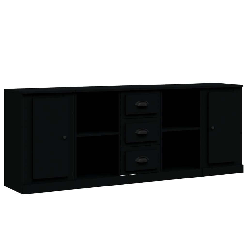 vidaXL Sideboards 3 pcs Black Engineered Wood