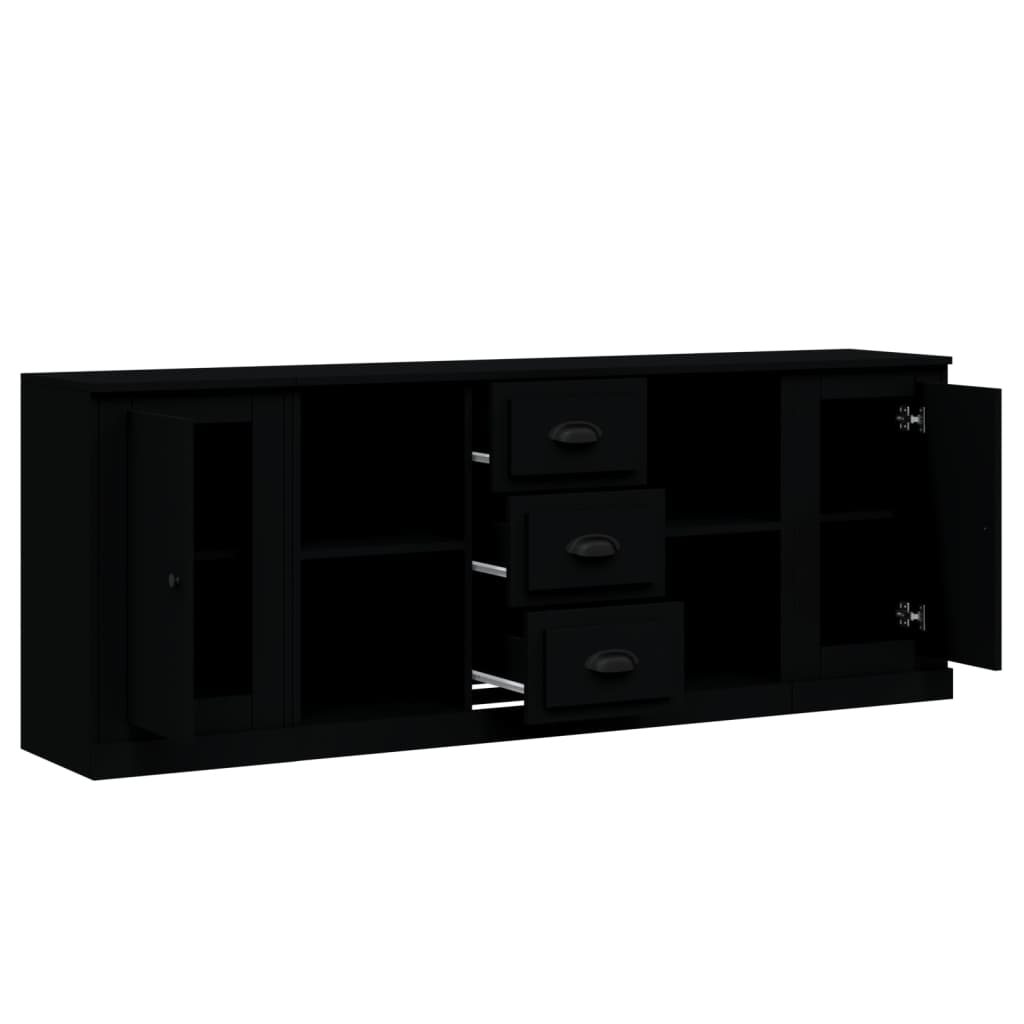vidaXL Sideboards 3 pcs Black Engineered Wood
