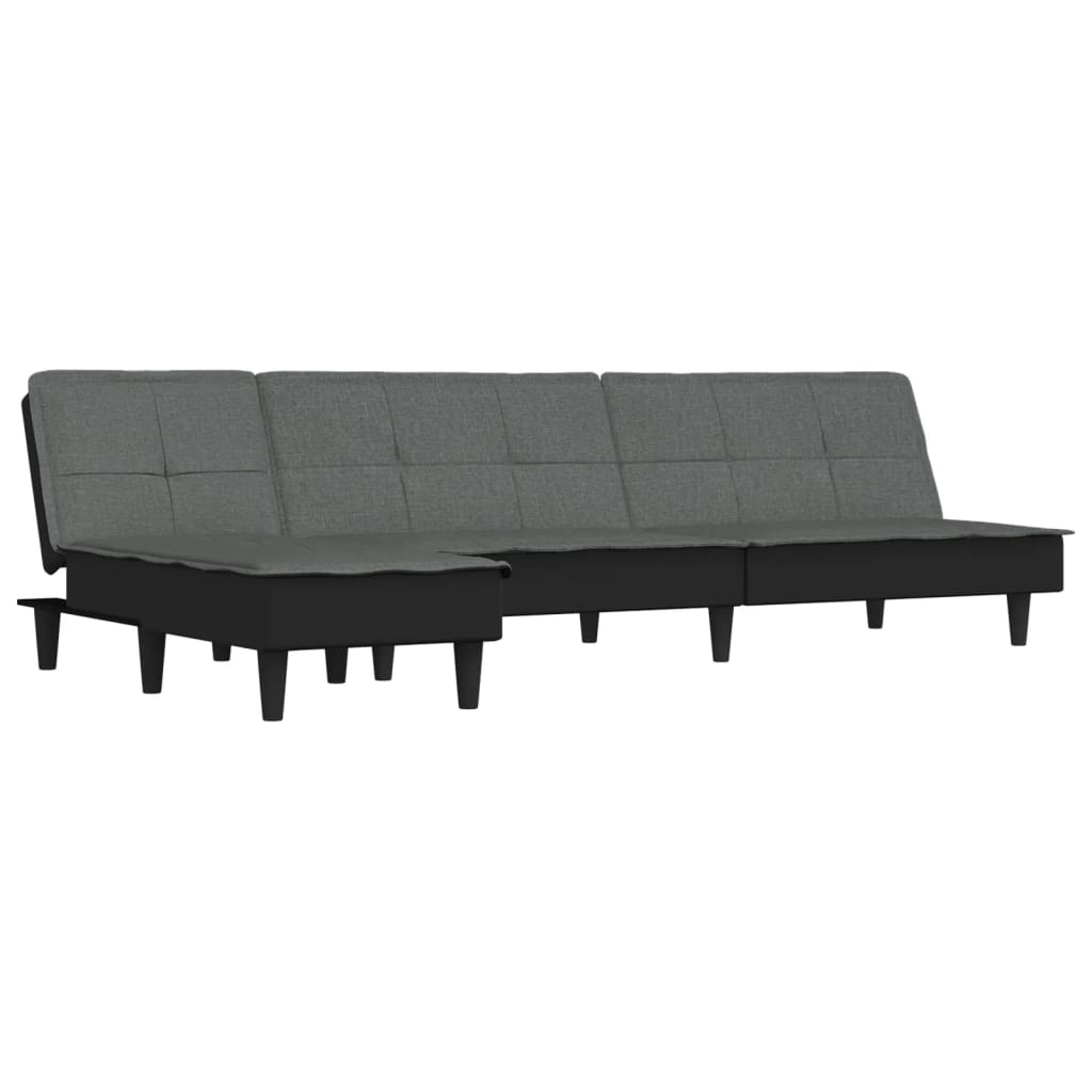 vidaXL L-shaped Sofa Bed Dark Grey 255x140x70 cm Fabric