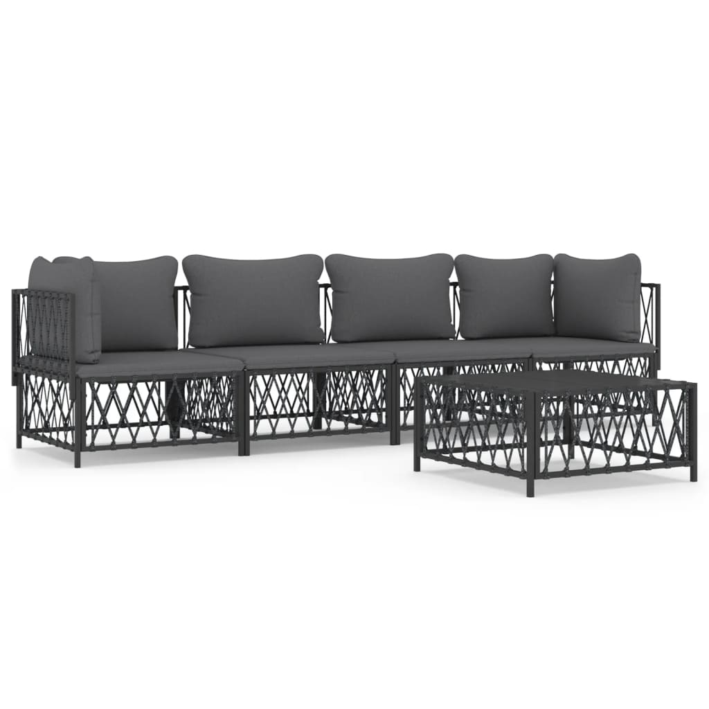 vidaXL 5 Piece Garden Lounge Set with Cushions Anthracite Steel