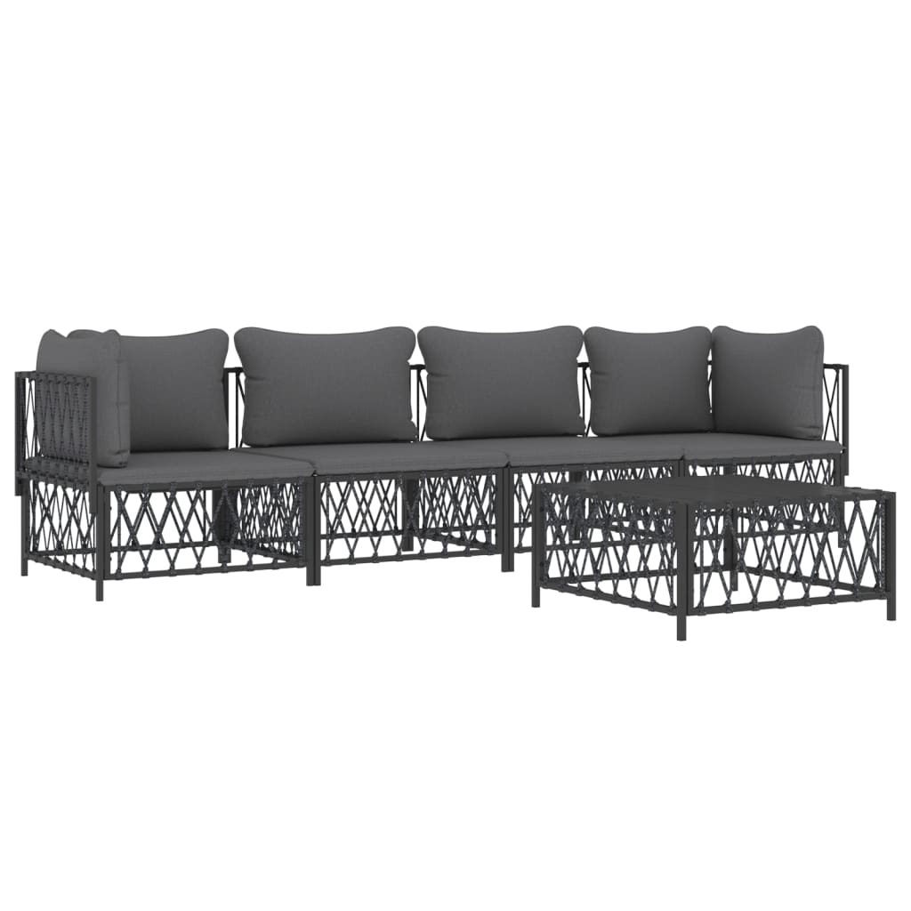vidaXL 5 Piece Garden Lounge Set with Cushions Anthracite Steel