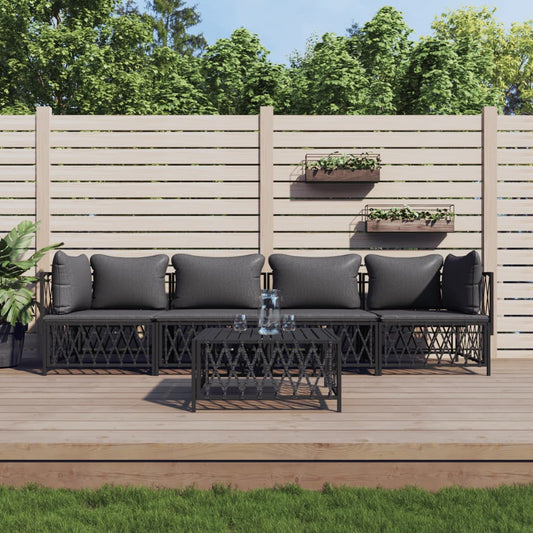 vidaXL 5 Piece Garden Lounge Set with Cushions Anthracite Steel