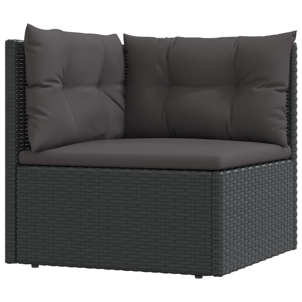 vidaXL 5 Piece Garden Lounge Set with Cushions Black Poly Rattan