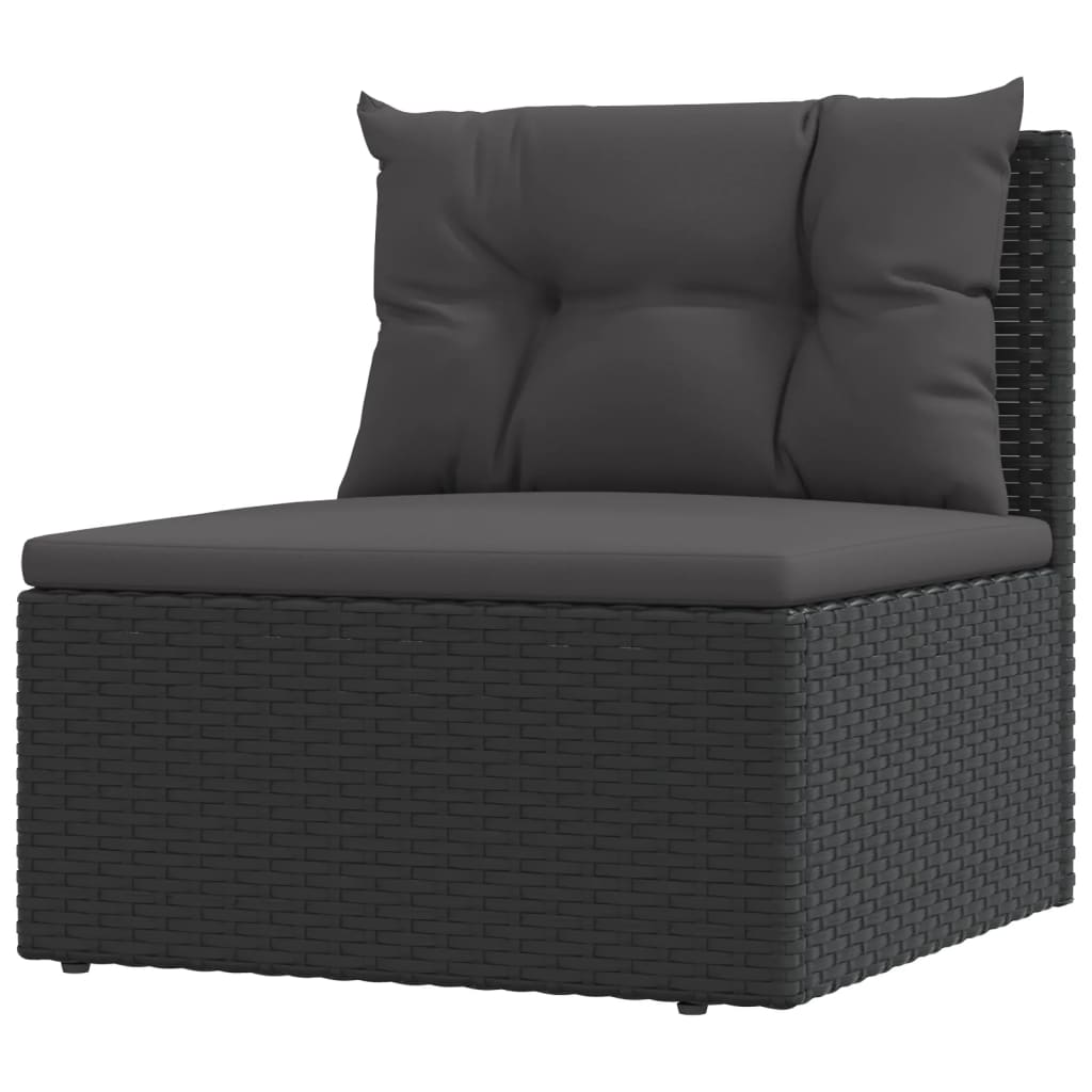 vidaXL 5 Piece Garden Lounge Set with Cushions Black Poly Rattan