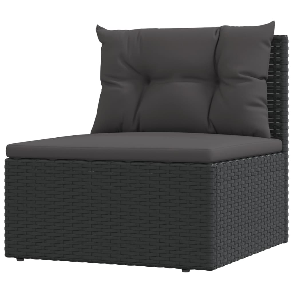 vidaXL 11 Piece Outdoor Sofa Set with Cushions Black Poly Rattan