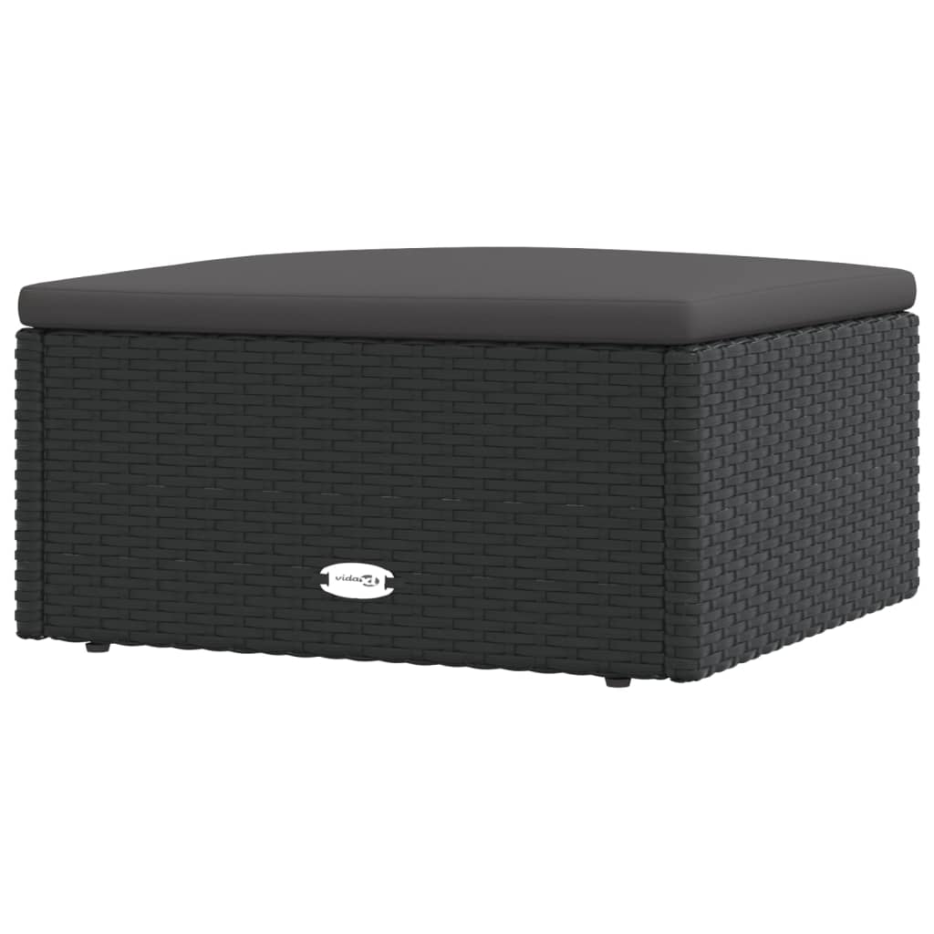 vidaXL 11 Piece Outdoor Sofa Set with Cushions Black Poly Rattan