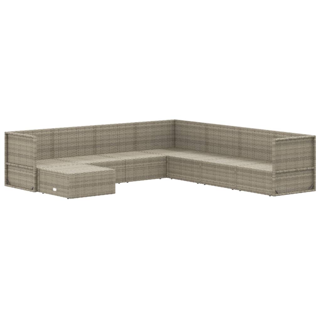 vidaXL 8 Piece Garden Lounge Set with Cushions Grey Poly Rattan