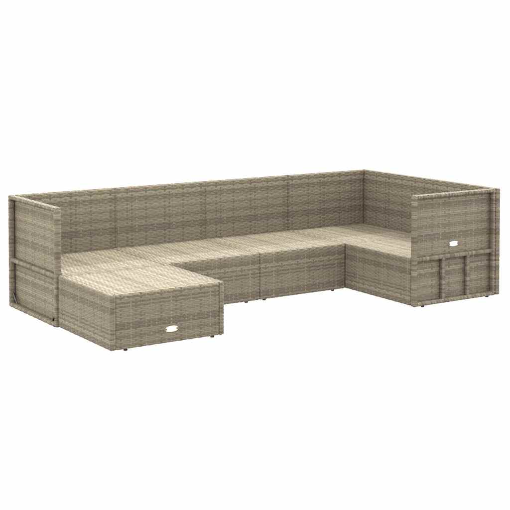 vidaXL 6 Piece Garden Lounge Set with Cushions Grey Poly Rattan