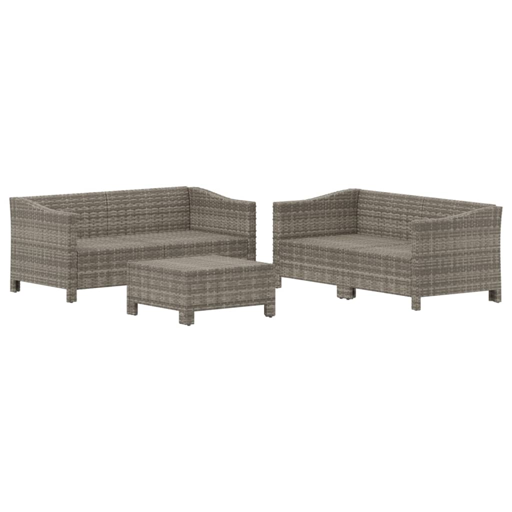 vidaXL 5 Piece Garden Lounge Set with Cushions Grey Poly Rattan