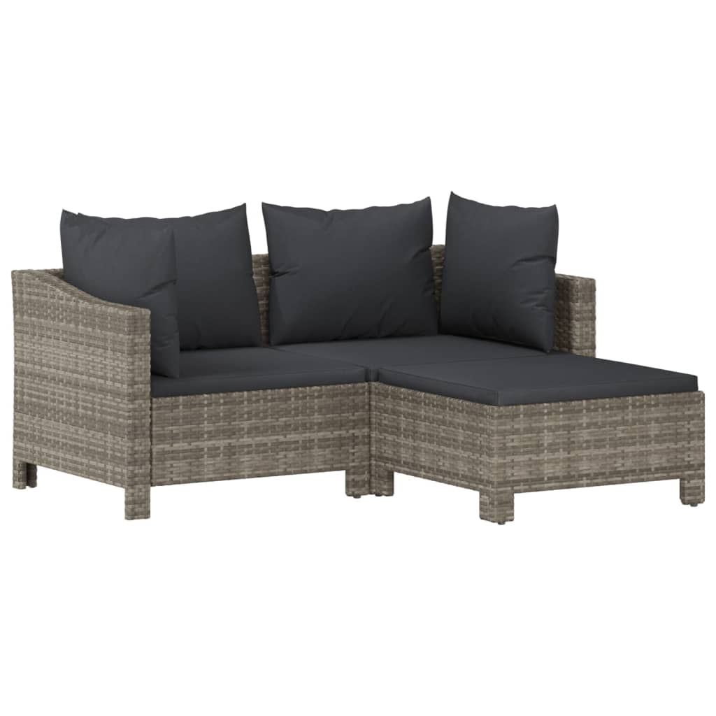 vidaXL 5 Piece Garden Lounge Set with Cushions Grey Poly Rattan