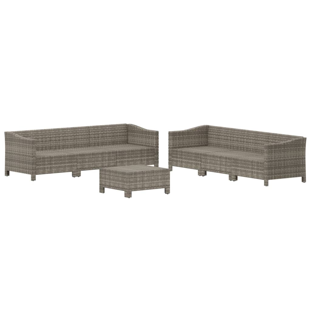 vidaXL 7 Piece Garden Lounge Set with Cushions Grey Poly Rattan