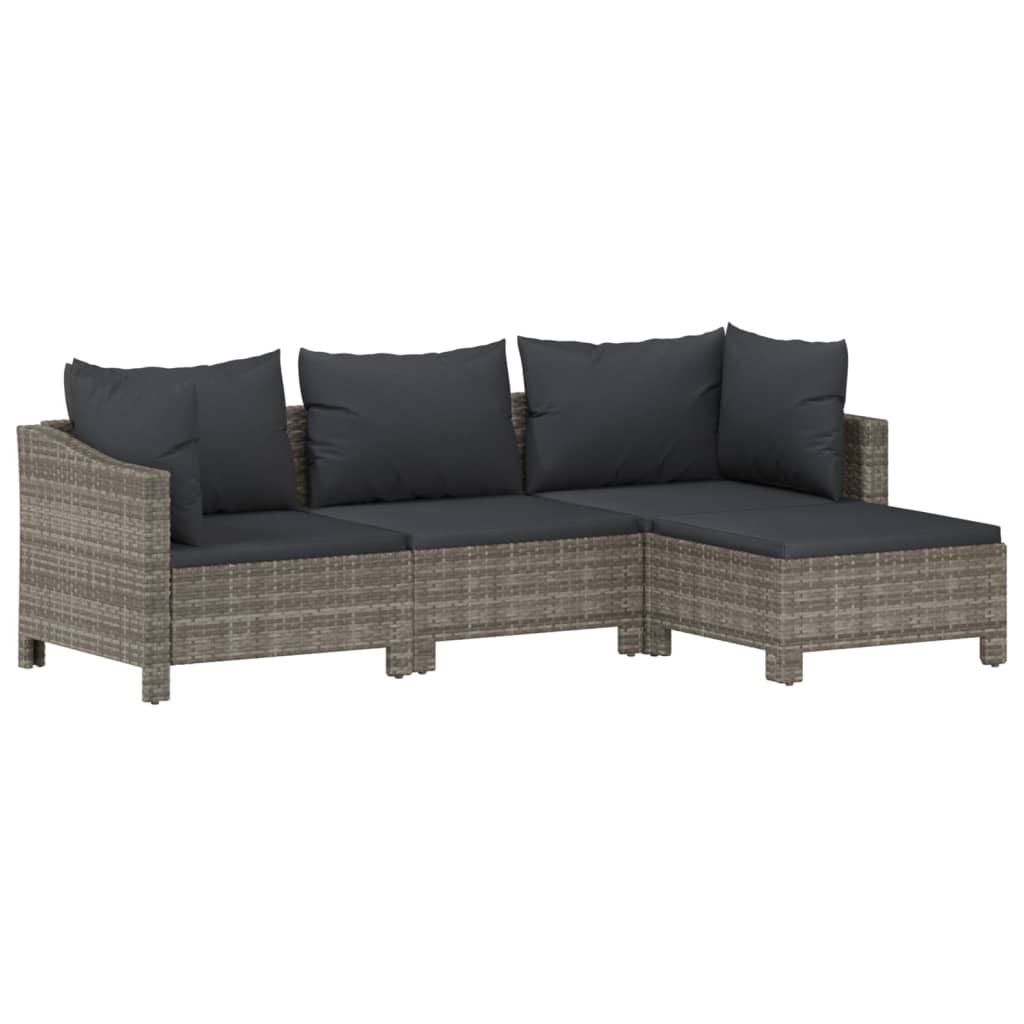 vidaXL 7 Piece Garden Lounge Set with Cushions Grey Poly Rattan