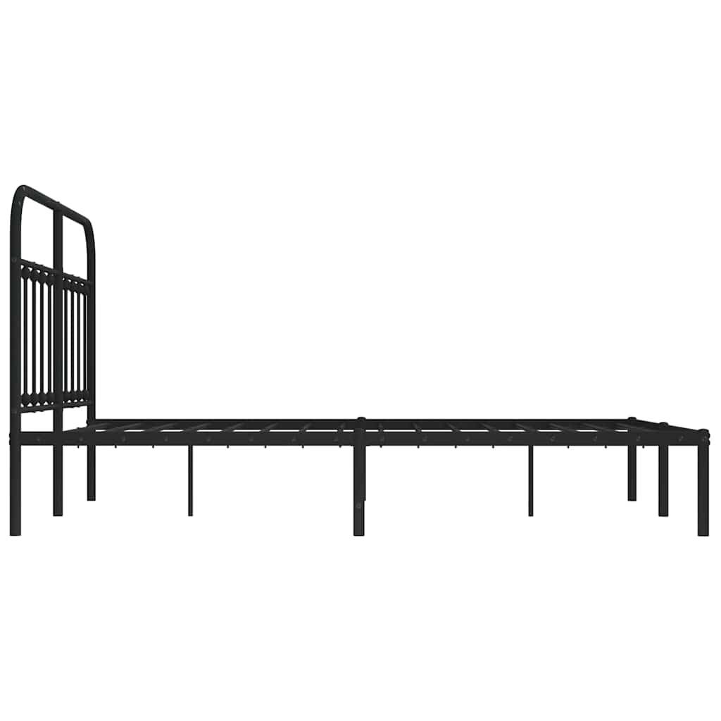 vidaXL Metal Bed Frame without Mattress with Headboard Black 135x190 cm