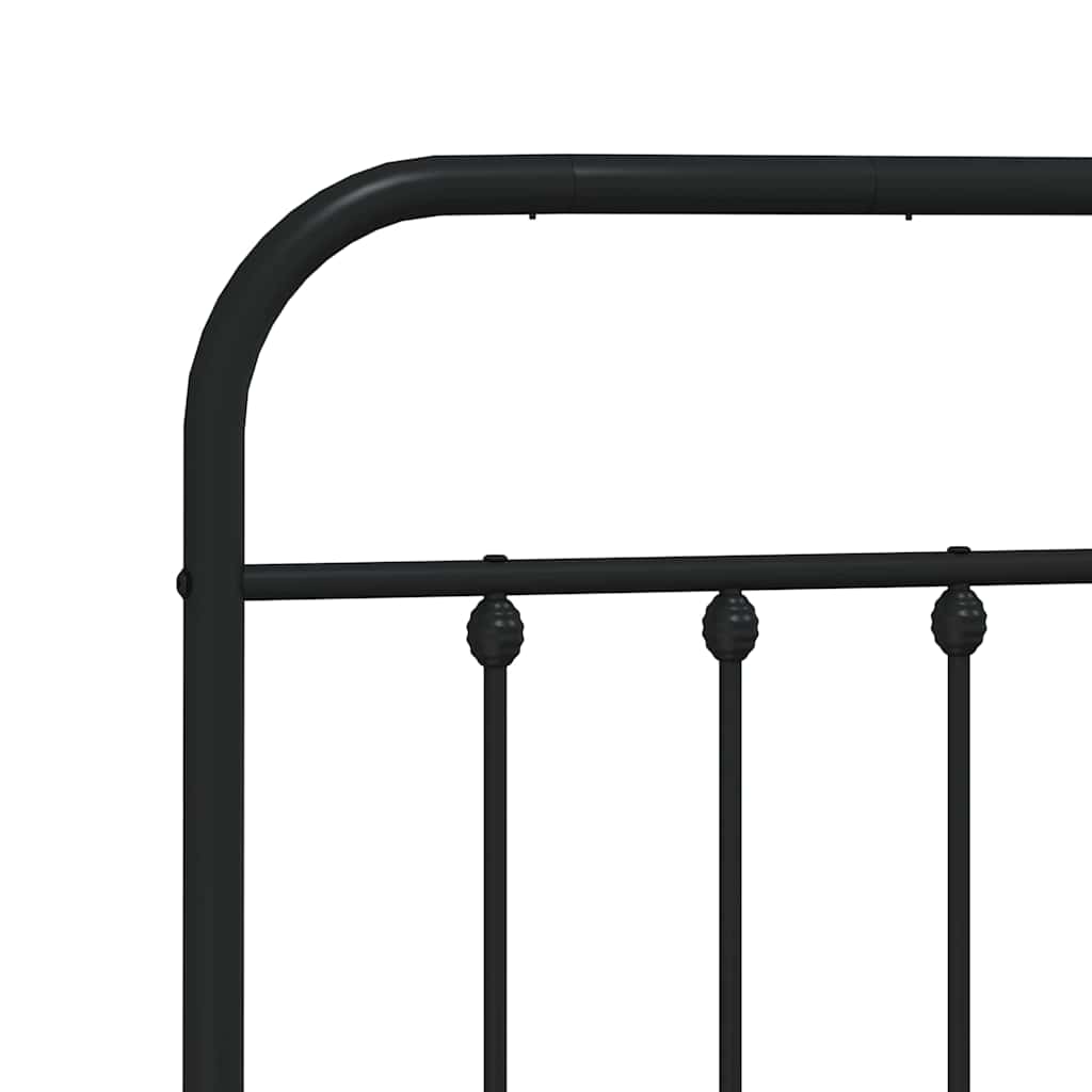 vidaXL Metal Bed Frame without Mattress with Headboard Black 135x190 cm