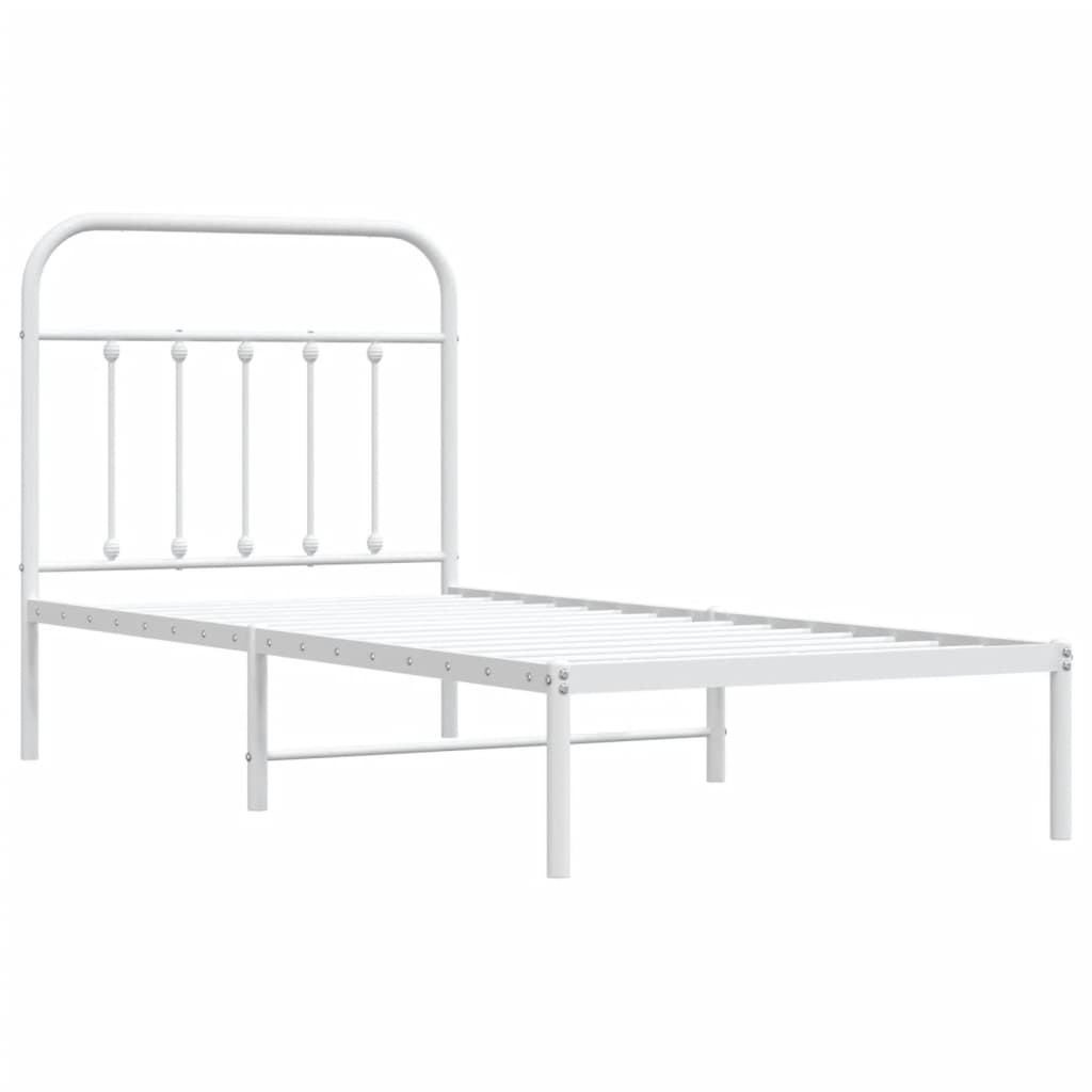 vidaXL Metal Bed Frame without Mattress with Headboard White 90x190 cm