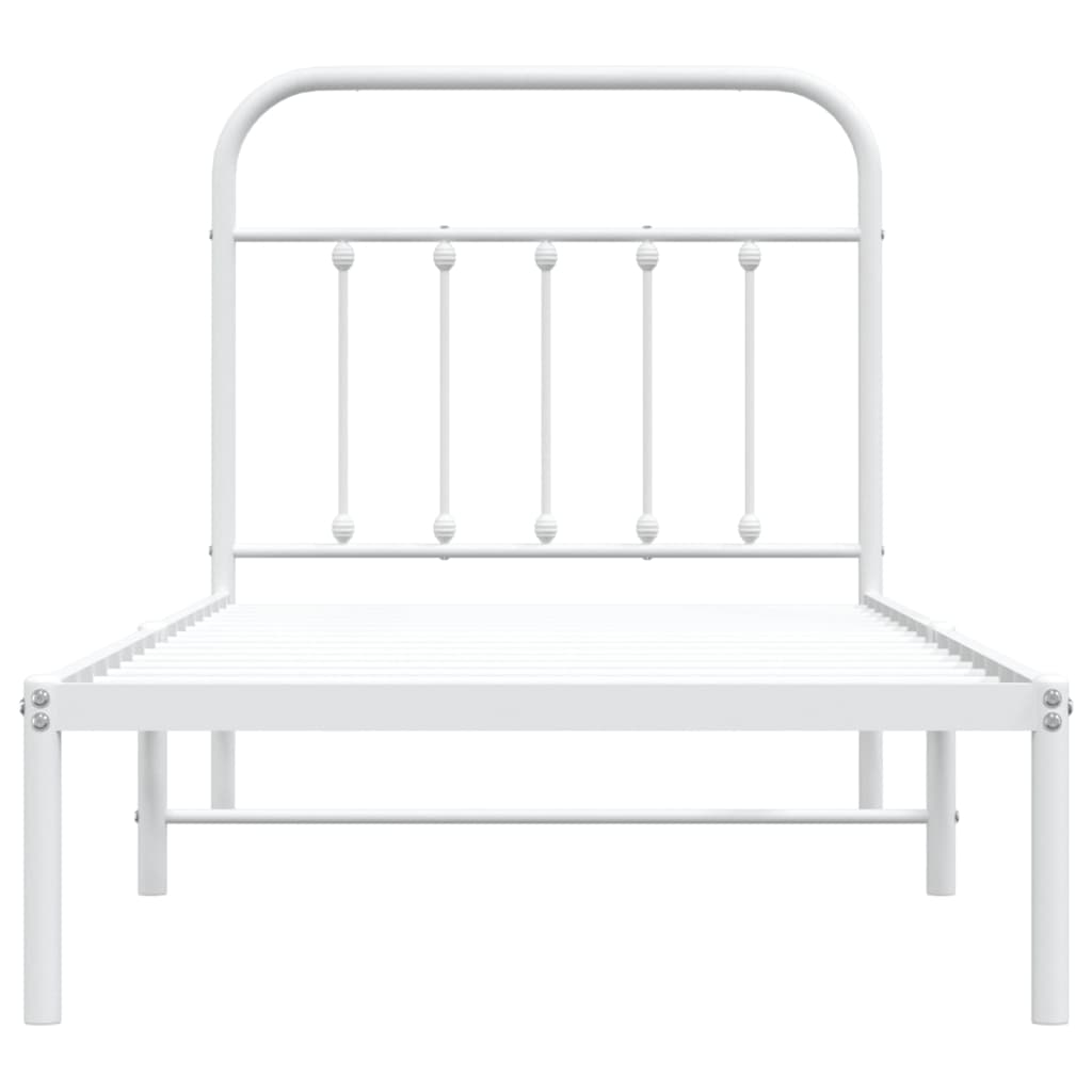 vidaXL Metal Bed Frame without Mattress with Headboard White 90x190 cm