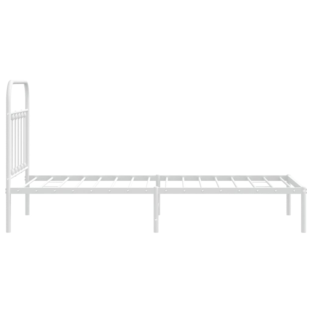 vidaXL Metal Bed Frame without Mattress with Headboard White 90x190 cm