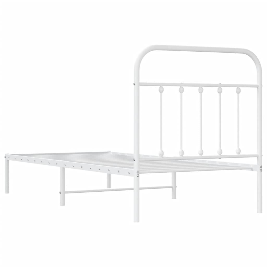 vidaXL Metal Bed Frame without Mattress with Headboard White 90x190 cm