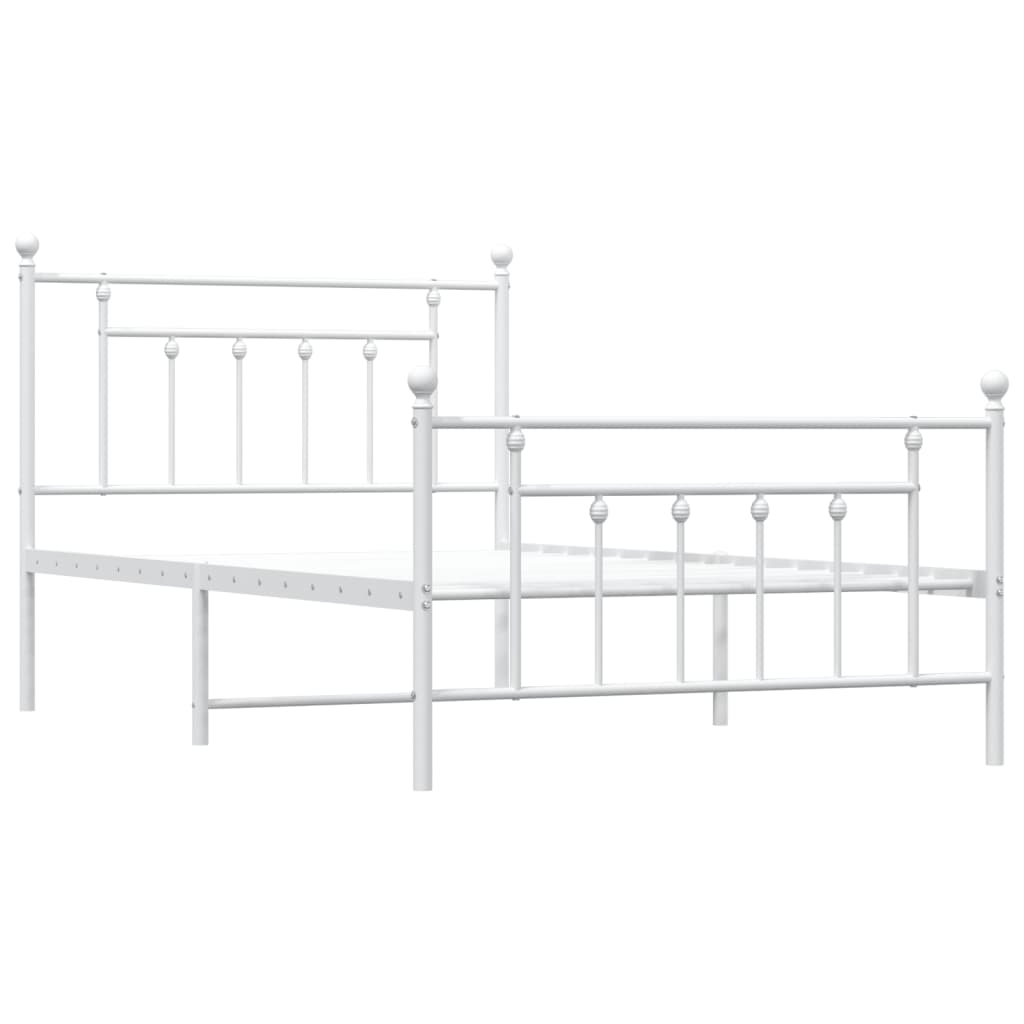 vidaXL Metal Bed Frame without Mattress with Footboard White 107x203 cm King Single