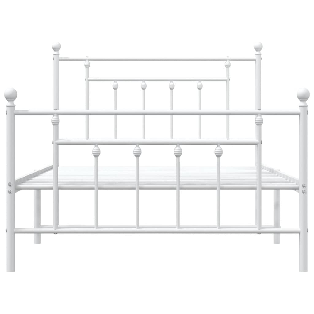 vidaXL Metal Bed Frame without Mattress with Footboard White 107x203 cm King Single