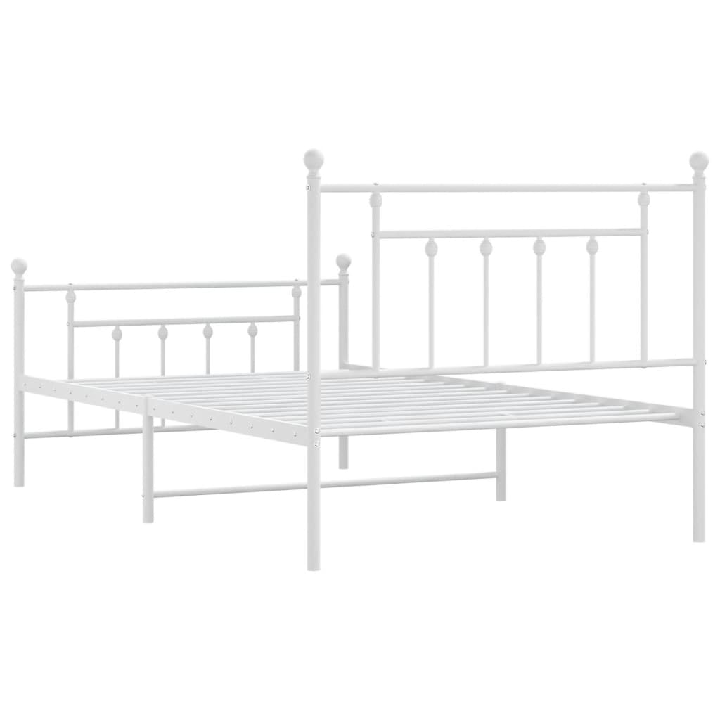 vidaXL Metal Bed Frame without Mattress with Footboard White 107x203 cm King Single
