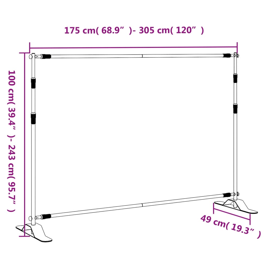 vidaXL Backdrop Stand Black 305x243 cm Steel
