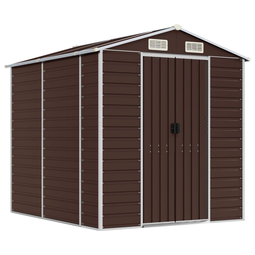 vidaXL Garden Shed Brown 191x215x198 cm Galvanised Steel