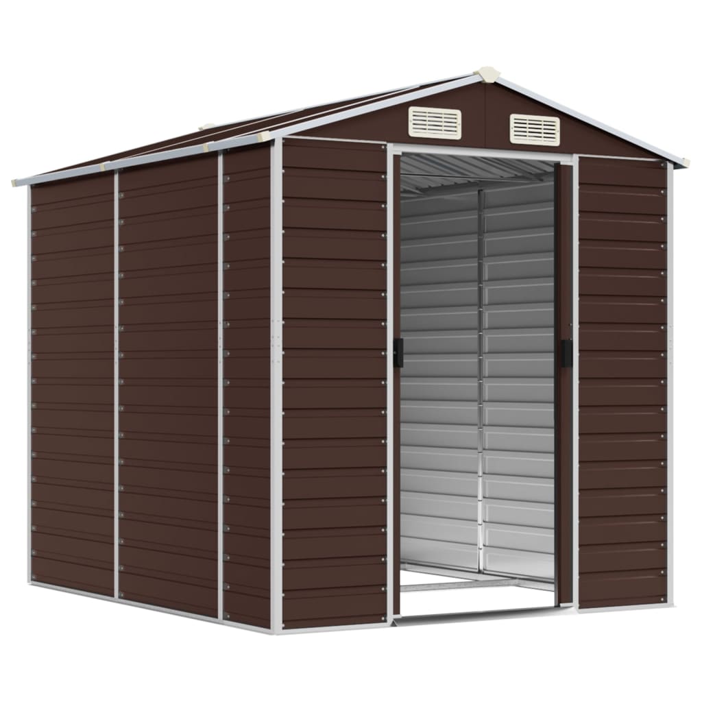 vidaXL Garden Shed Brown 191x215x198 cm Galvanised Steel