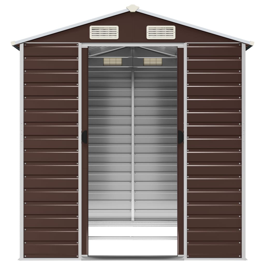 vidaXL Garden Shed Brown 191x215x198 cm Galvanised Steel