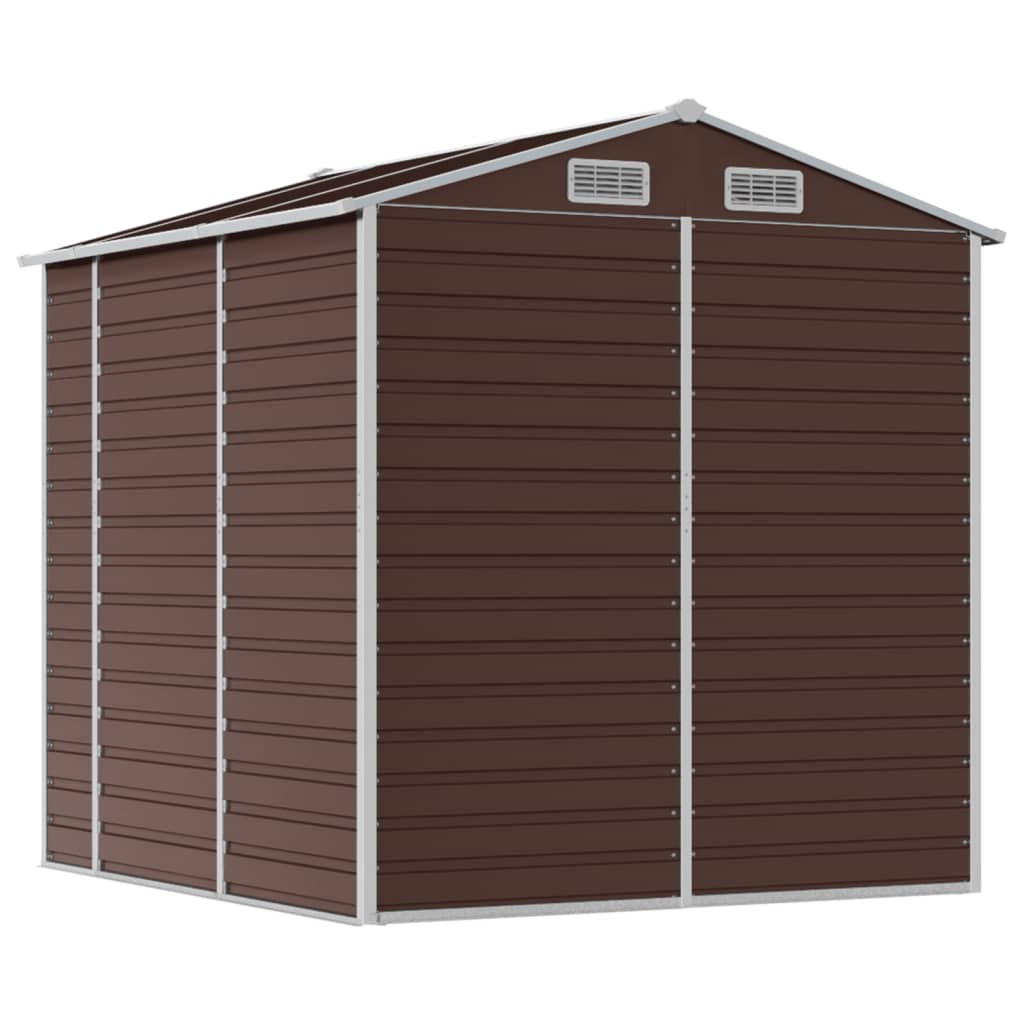 vidaXL Garden Shed Brown 191x215x198 cm Galvanised Steel