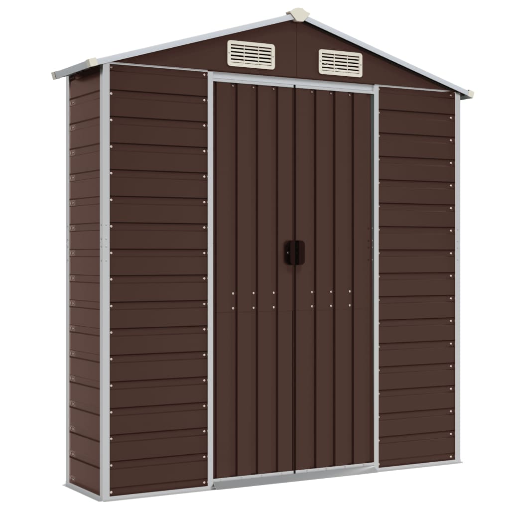 vidaXL Garden Shed Brown 191x215x198 cm Galvanised Steel