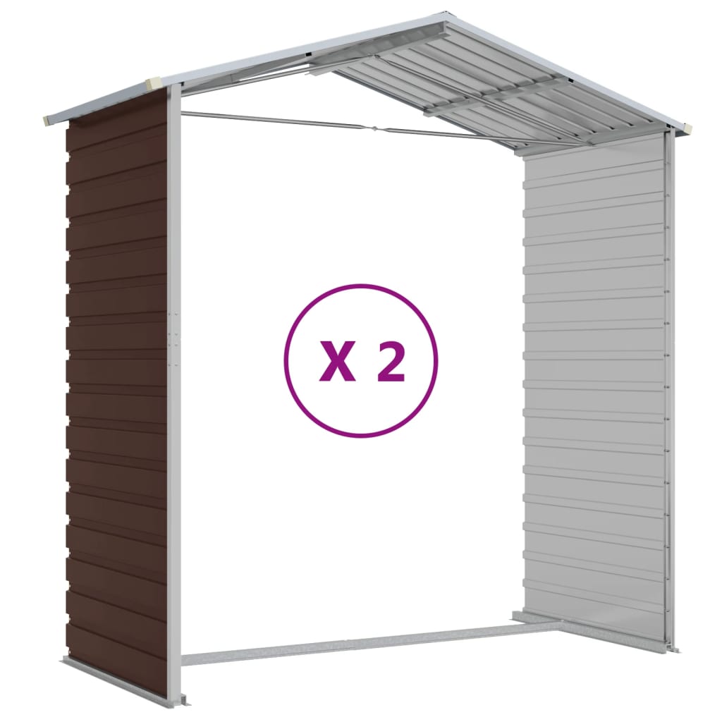 vidaXL Garden Shed Brown 191x215x198 cm Galvanised Steel