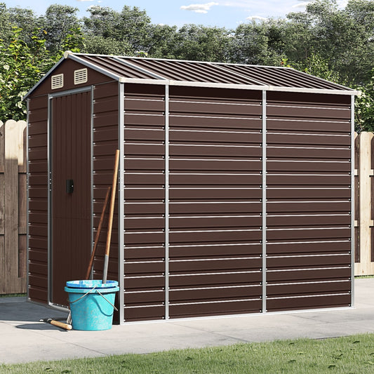 vidaXL Garden Shed Brown 191x215x198 cm Galvanised Steel