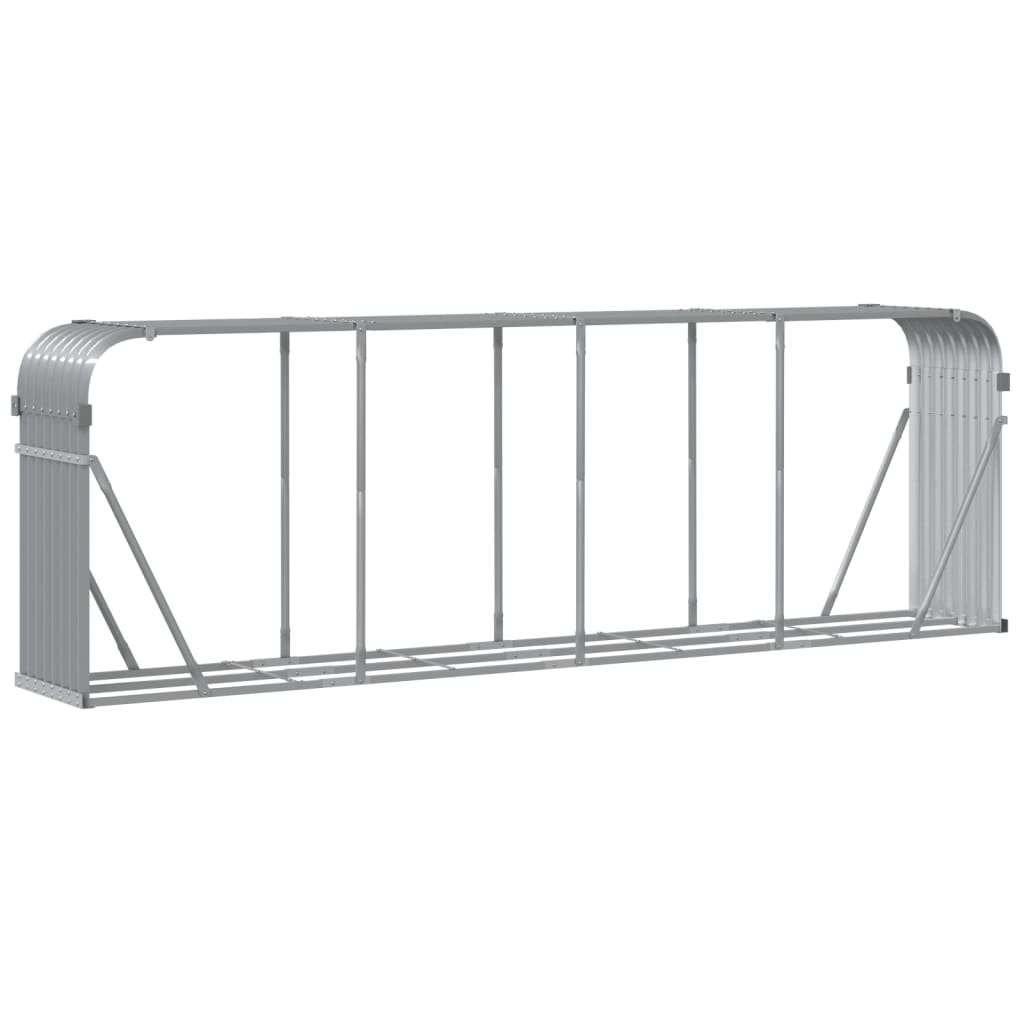 vidaXL Log Holder Light Grey 300x45x100 cm Galvanised Steel