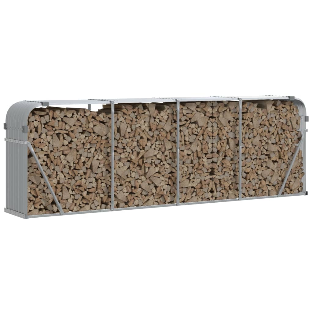 vidaXL Log Holder Light Grey 300x45x100 cm Galvanised Steel