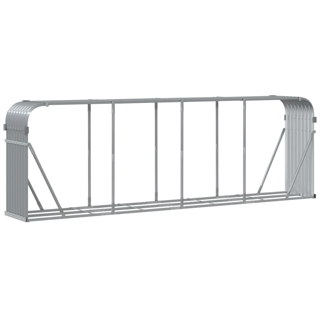 vidaXL Log Holder Light Grey 300x45x100 cm Galvanised Steel