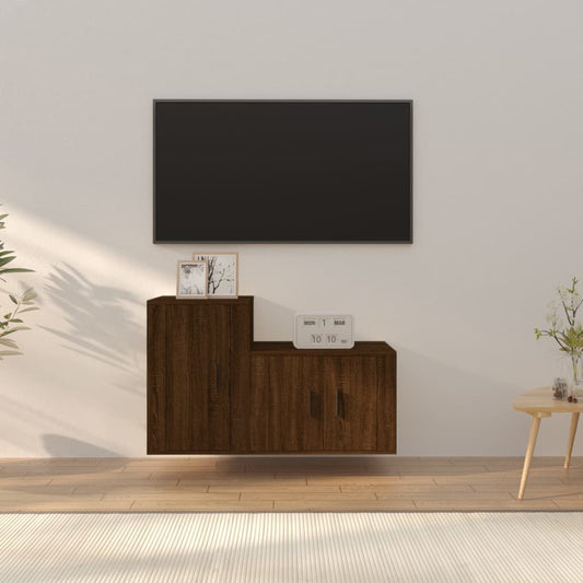 vidaXL 2 Piece TV Cabinet Set Brown Oak Engineered Wood