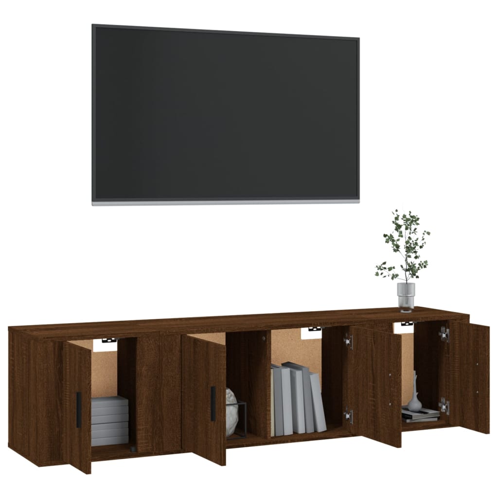 vidaXL 3 Piece TV Cabinet Set Brown Oak Engineered Wood
