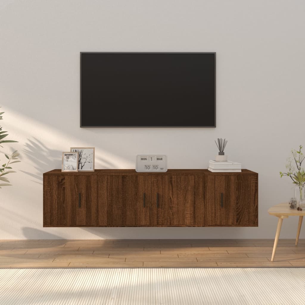vidaXL 3 Piece TV Cabinet Set Brown Oak Engineered Wood