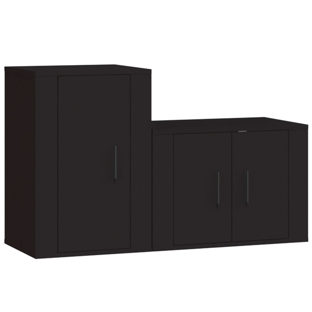 vidaXL 2 Piece TV Cabinet Set Black Engineered Wood