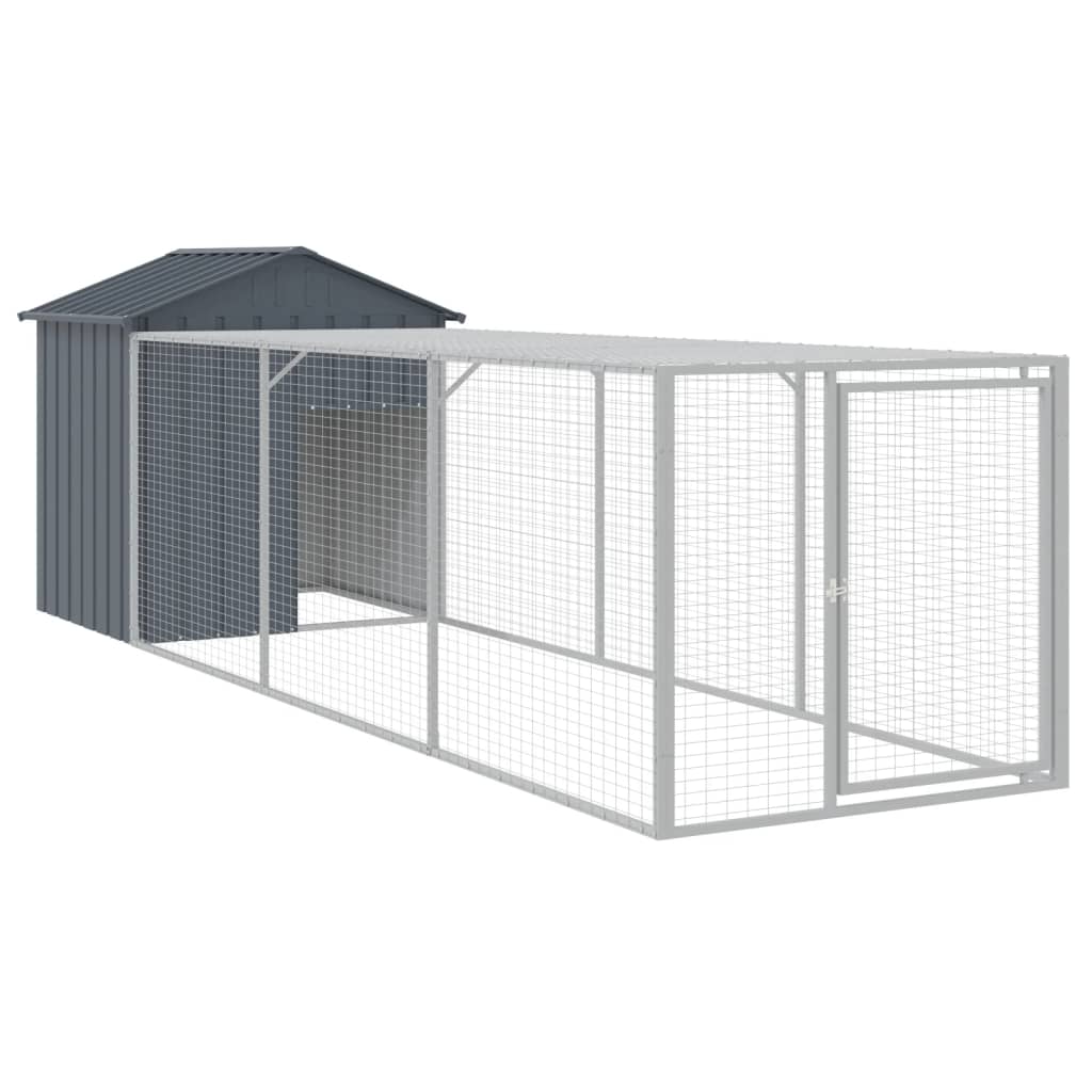 vidaXL Chicken Cage with Run Anthracite 117x405x123 cm Galvanised Steel