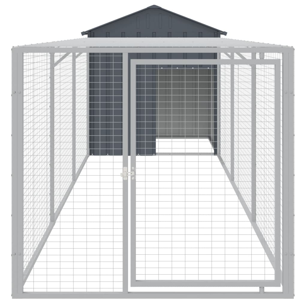 vidaXL Chicken Cage with Run Anthracite 117x405x123 cm Galvanised Steel