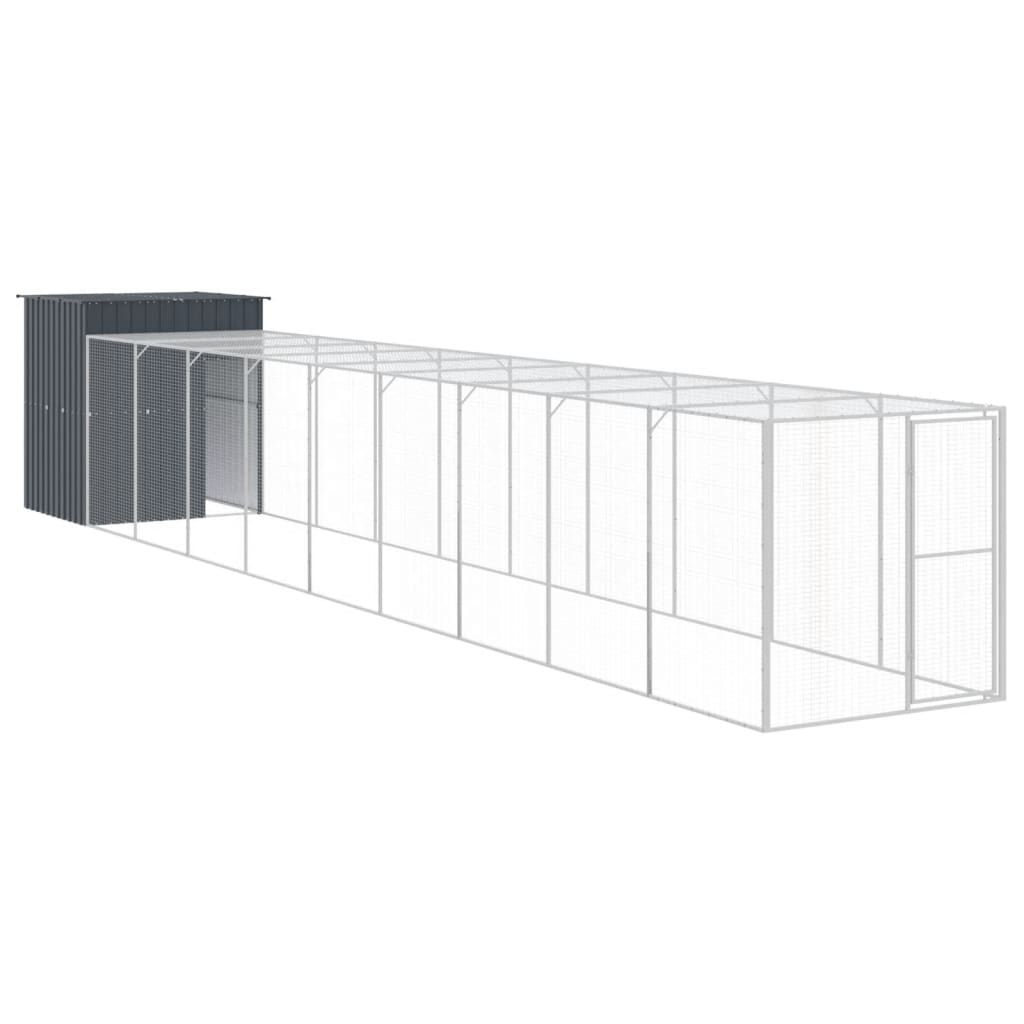 vidaXL Chicken Cage with Run Anthracite 165x1067x181 cm Galvanised Steel