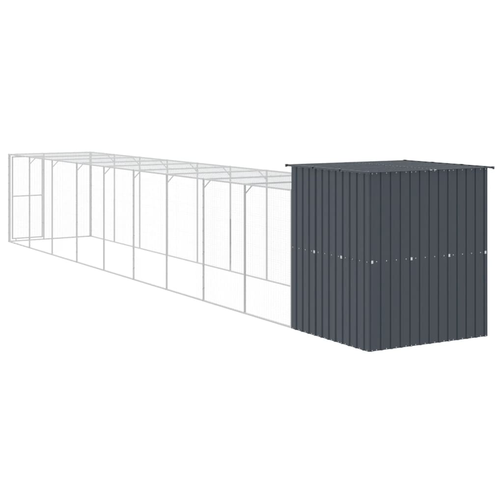 vidaXL Chicken Cage with Run Anthracite 165x1067x181 cm Galvanised Steel