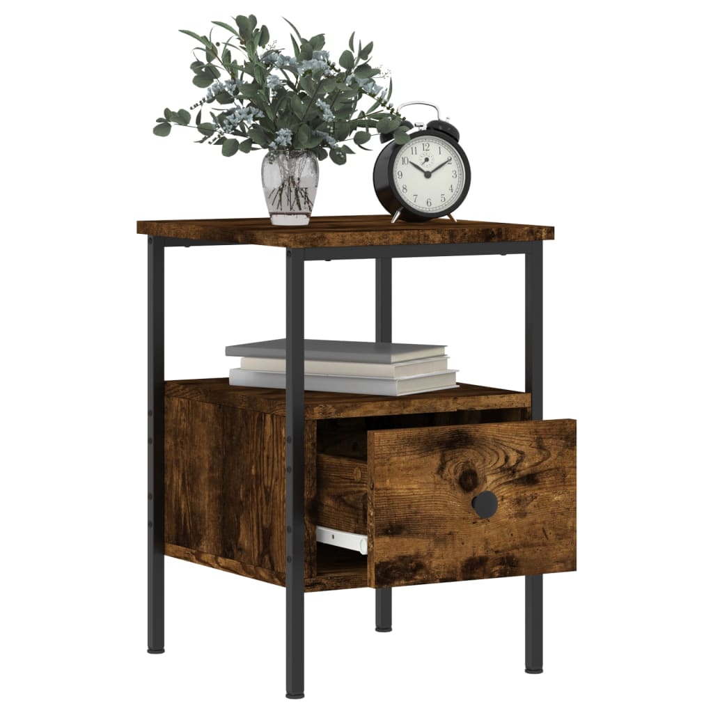 vidaXL Bedside Cabinet Smoked Oak 34x36x50 cm Engineered Wood